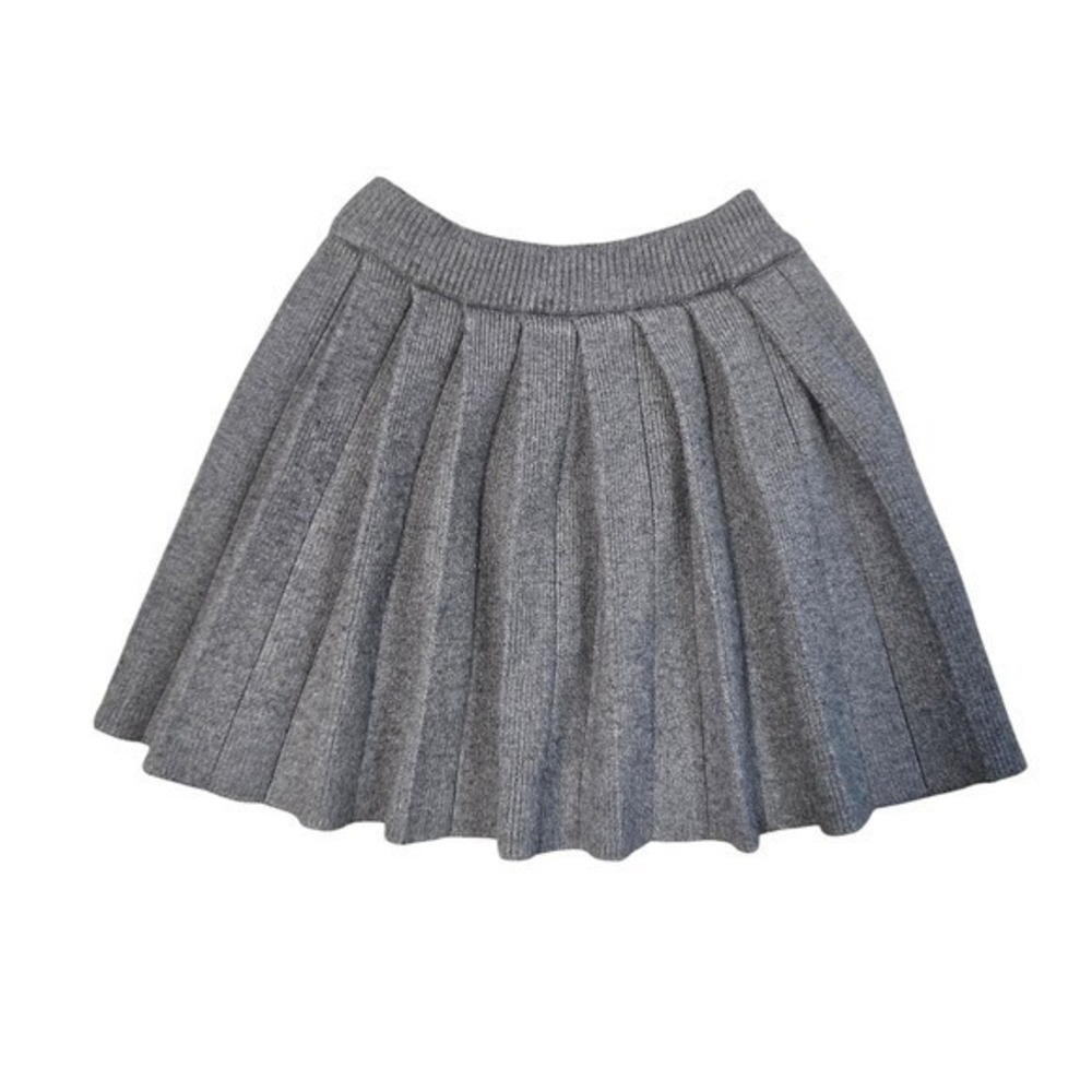 Lola + The Boys Knit Pleated Skirt Girls Size 8 Heather Grey Ribbed Girls Mini